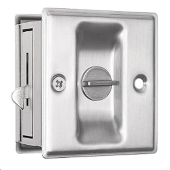 Private Brand Unbranded Pocket Door Privacy Lock And Pull, Satin Nickel