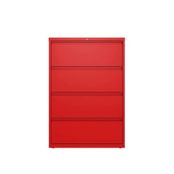 Image for Hirsh 36" W 4 Drwr Metal Lateral File Letter/Legal/A4 Hanging Folders Lava Red from HD Supply