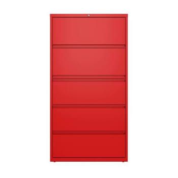 Hirsh 36" Wide 5 Drawer Metal Lateral File Letter/Legal/A4 Hanging Lava Red
