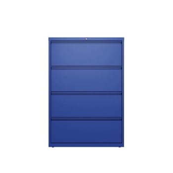Hirsh 36" Wide 4 Drawer Metal Lateral File Letter/Legal/A4 Hang Classic Blue