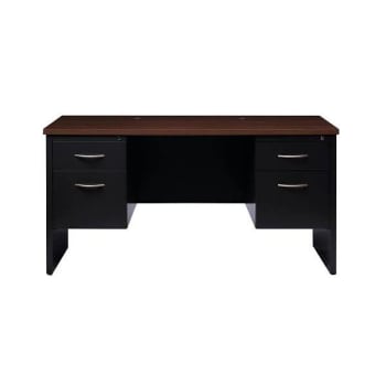 Image for Hirsh 24dx60w Double Pedestal Office Desk Credenza Arch Pull Handle Black/Walnut from HD Supply