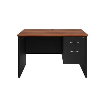 Hirsh Executive Modular Right-Hand Single Pedestal Desk 30" Dx48" W Black/Walnut