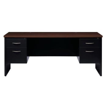 Image for Hirsh 24dx72w Double Pedestal Office Desk Credenza Arch Pull Handle Black/Walnut from HD Supply