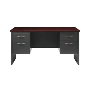 Image for Hirsh 24dx60w Double Pedestal Desk Credenza Arch Pull Handles Charcoal/Mahogany from HD Supply