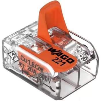 Wago Lever Nuts 2 Wire Conductor Compact Splicing Connectors, Package Of 50