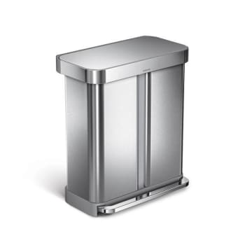 Image for Simplehuman 58l 15 Gal. Rectangular Dual Compartment Step Recycler And Trash Can from HD Supply