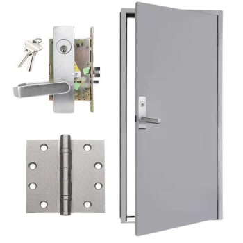 Shield Security Door Kit, 3'0" X 7'0" Door, Frame, Hinge, Mortise Lock, Right