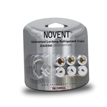 Rectorseal Novent Silver Universal Refrigerant Cap 1/4 With Key,6 Caps And 1 Key