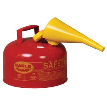 Eagle Type I Steel Safety Can For Flammables 2.5 Gal W/Funnel Flame Arrester Red