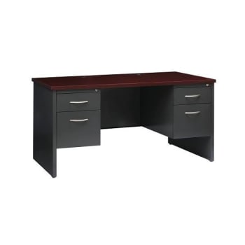 Hirsh Executive Office Modular Dbl Pedestal File Desk 30" Dx60" W Char/Mahogany