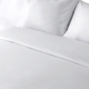 Image for Hilton Flat Sheet 100x98 King Brushed Microfiber White-Blue Hem Case Of 24 from HD Supply