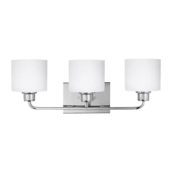 Image for Generation Lighting Canfield 3-Light Chrome Vanity Light With Etched White Shade from HD Supply