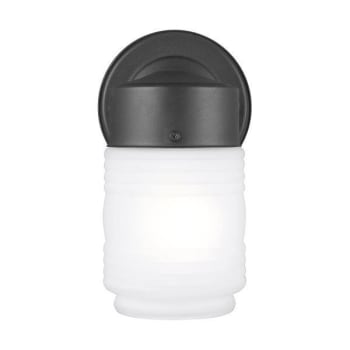 Image for Generation Lighting 1-Light Black Wall Lantern Sconce With Satin Etched Diffuser from HD Supply
