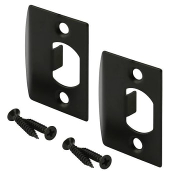 Image for Prime-Line Latch Strike Plate With Screws, Matte Black Finish, 2 Pack from HD Supply