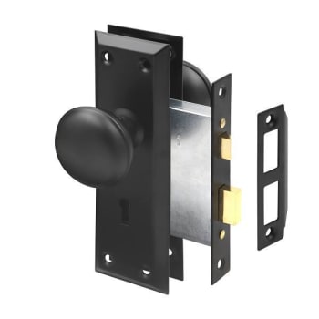 Image for Prime-Line Mortise Door Lock Set With Knob, Interior, Keyed, Matte Black from HD Supply
