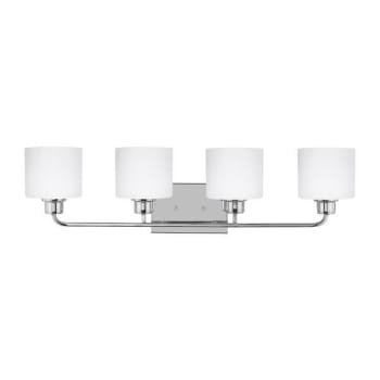 Image for Generation Lighting Canfield 4-Light Chrome Vanity Light With Etched White Shade from HD Supply