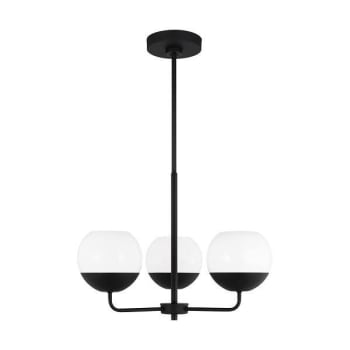 Generation Lighting Alvin 3-Light Midnight Black Chandelier With Milk Shades