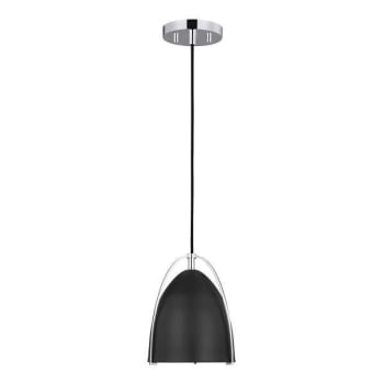 Image for Generation Lighting Norman 1-Light Chrome Mini-Pendant With Midnight Black Shade from HD Supply