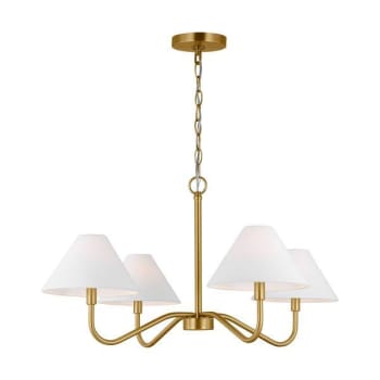Image for Generation Lighting Eldon 4-Light Satin Brass Chandelier With White Fabric Shade from HD Supply
