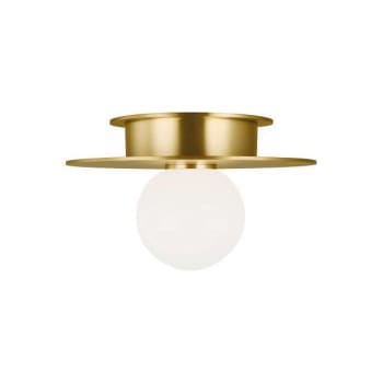 Image for Generation Lighting Nodes 8" 1-Light Burnished Brass Ceiling Fixture With White from HD Supply