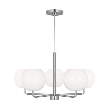 Generation Lighting Rory 5-Light Brushed Steel Chandelier With Opal Glass Shades