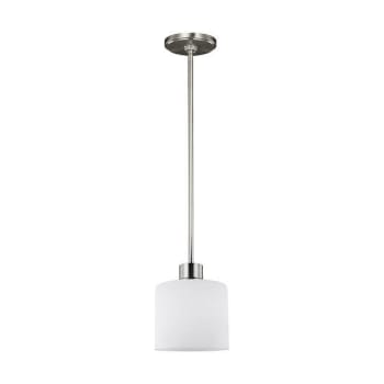Generation Lighting Canfield 1-Light Brushed Nickel Mini-Pendant With Etch White