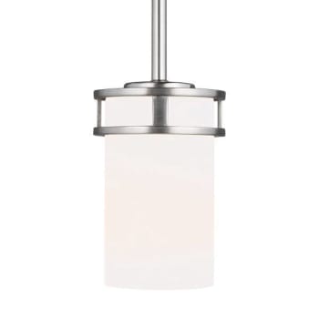 Generation Lighting Robie 1-Light Brushed Nickel Mini-Pendant With Etched White