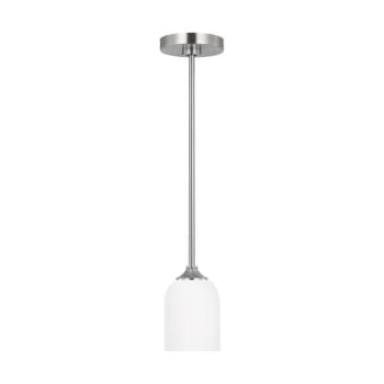 Image for Generation Lighting Emile 1-Light Brushed Steel Mini-Pendant With Etched White from HD Supply