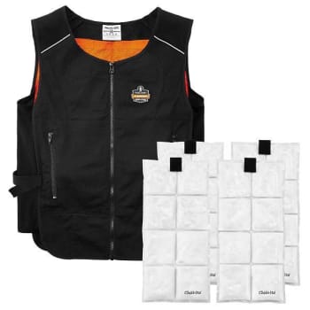 Ergodyne 6260 L/XL Black Lightweight Phase Change Cooling Vest + Packs
