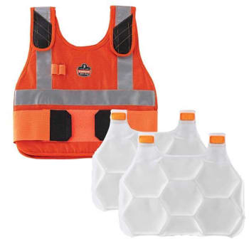 Ergodyne 6215 L/XL Orange Premium Fr Phase Change Cooling Vest - Packs