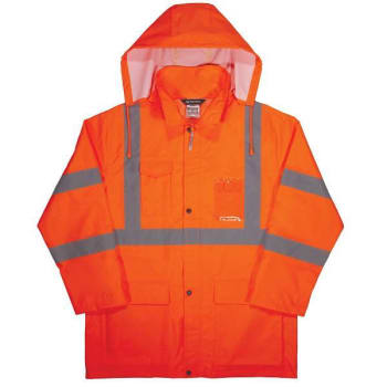 Ergodyne 8366 M Orange Class 3 Lightweight Hi-Vis Rain Jacket