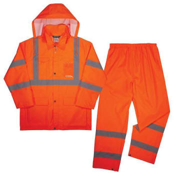 Ergodyne 8376k L Orange Lightweight Hv Rain Suit