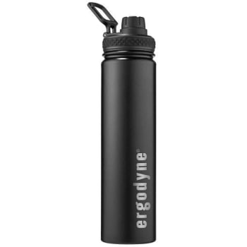 Ergodyne 5152 750 mL Black Insulated Stainless Steel Water Bottle - 25oz