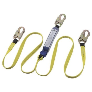 Image for Peakworks 4-Ft Dbl Leg Shock Absorb Fall Protection Lanyard-Tear Pack 1" Webbing from HD Supply