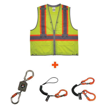 Image for Ergodyne 8231tvk 4xl/5xl Lime Class 2 Hi-Vis Tool Tethering Safety Vest Kit from HD Supply