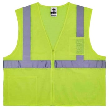 Ergodyne 8256z S/M Lime Class 2 Self-Extinguishing Vest - Zipper
