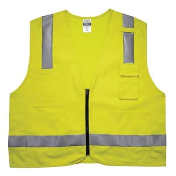 Ergodyne 8262frz 4xl/5xl Lime Class 2 Fr Surveyor Vest - Zipper