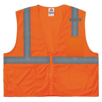 Ergodyne 8210z 4xl/5xl Orange Class 2 Economy Mesh Vest - Zipper