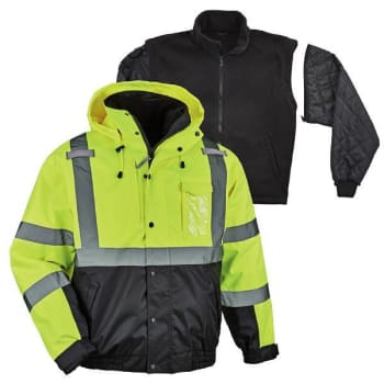 Ergodyne 8381 5xl Lime 4-In-1 Hi-Vis Winter Bomber Jacket