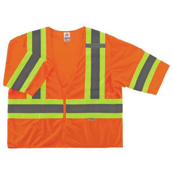 Ergodyne 8330z 4xl/5xl Orange Class 3 Two-Tone Vest - Zipper