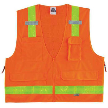 Ergodyne 8250zhg L/XL Orange Class 2 Surveyors Vest Combined Performance Tape