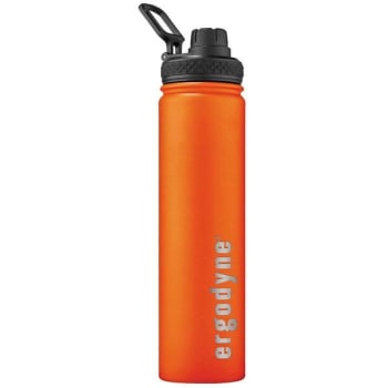 Ergodyne 5152 750 mL Orange Insulated Stainless Steel Water Bottle - 25oz