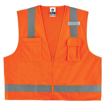 Ergodyne 8249z 4xl/5xl Orange Class 2 Economy Surveyors Vest - Zipper