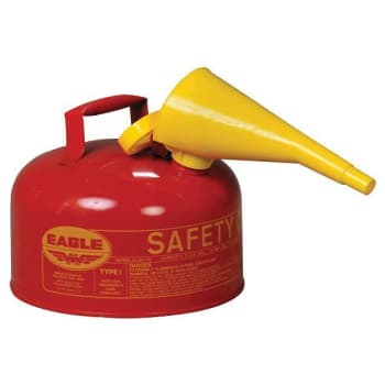 Image for Eagle Type I Steel Safety Can For Flammables 2 Gal W/Funnel Flame Arrester Red from HD Supply
