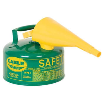 Image for Eagle Type I Steel Safety Can For Combustibles 1 Gal W/Funnel Arrester Green from HD Supply
