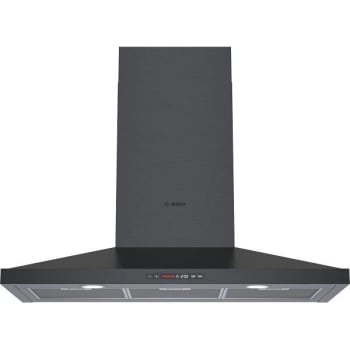 Bosch 800 Series 36 Inch Pyramid Chimney Wall Hood In Black Stainless Steel
