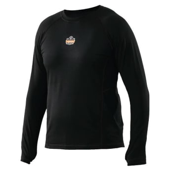 Ergodyne 6435 XL Black Midweight Long Sleeve Base Layer Shirt 240g