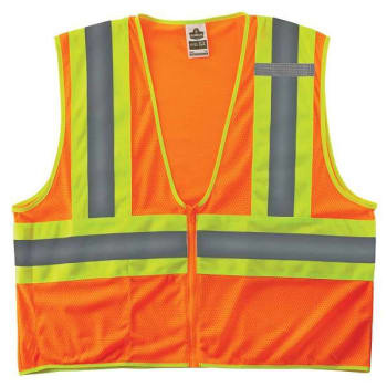 Ergodyne 8229z L/XL Orange Class 2 Economy Two-Tone Vest - Zipper