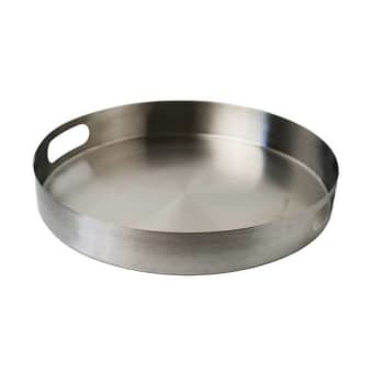 Hapco Brushed Stainless Steel 14.5" Round Metal Bar Tray Package Of 6