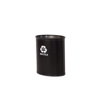 Hapco 8q Oval Metal Leatherette Wastebasket Black/White Recycle Package Of 6